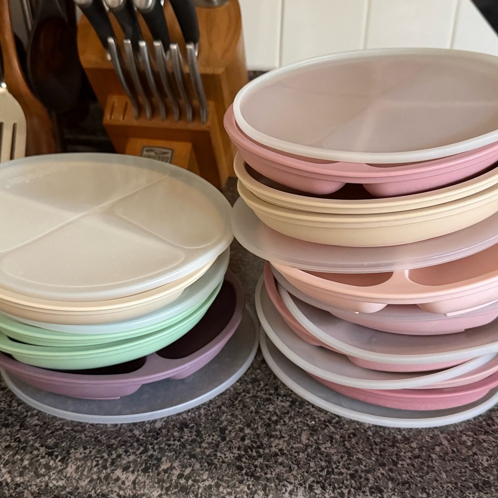 Pink Divided Plates toddler meal prep kids silicon plates suction plate SOLD MER